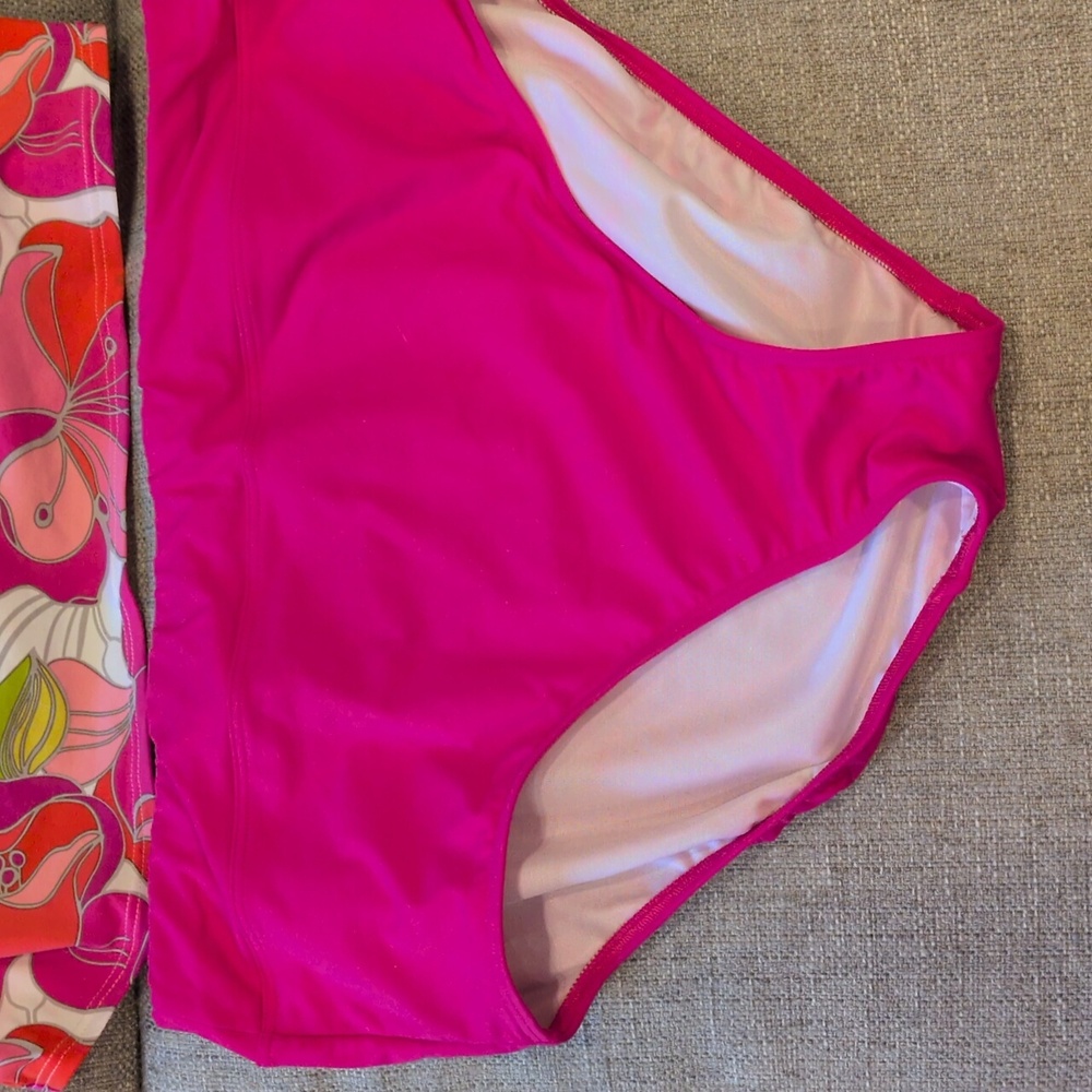 Lands' End Tankini Floral Under wire Women's 16 - Pink and Orange - Picture 3 of 10